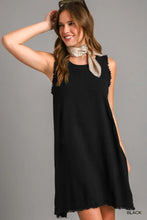 Load image into Gallery viewer, Linen Blend Round Neck Sleeveless Dress with Ruffle Frayed Hem