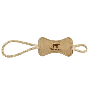 NATURAL LEATHER BONE TUG TOY