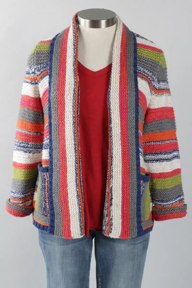 RUSTIC STRIPES MULTI STRIPED CARDIGAN