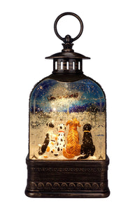 HOLIDAY DOG 10.75"H Dome Glitter Swirling Water Lantern Globe 4HR Timer