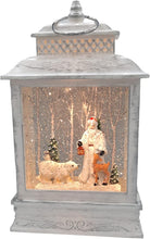 Load image into Gallery viewer, Gerson Lighted 10.5 Inch Christmas Water Lantern Snow Globe with Continuous Swirling Glitter- White Winter Scenes