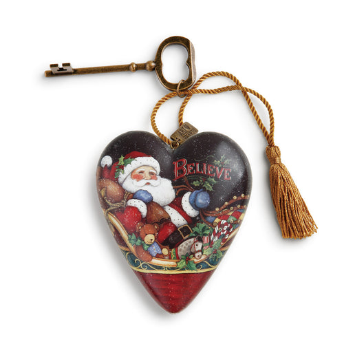 Believe Santa Art Heart Christmas Sculpture