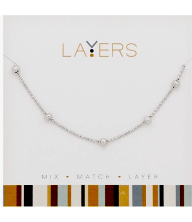 Silver Decorative Ball Layers Necklace