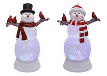 Load image into Gallery viewer, Glitter Snowman with Cardinal 11&quot;