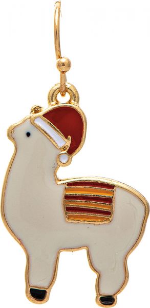 Gold White and Red Santa Hat Christmas Llama Wire Erring