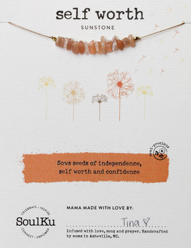 Sunstone Seed Necklace for Self Worth - SEED06
