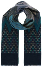 Load image into Gallery viewer, Zig Zag Dot Recycled Cotton Cashmink Scarf: Petrol