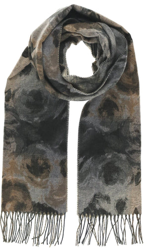Painted Floral Cashmink® Scarf: Charcoal