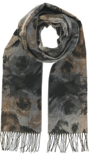 Painted Floral Cashmink® Scarf: Charcoal
