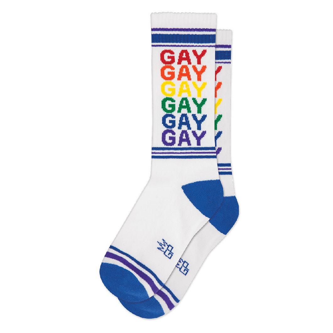 Gay Rainbow Ribbed Gym Socks