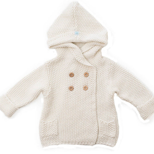 CROCHET KNIT HOODIE - IVORY