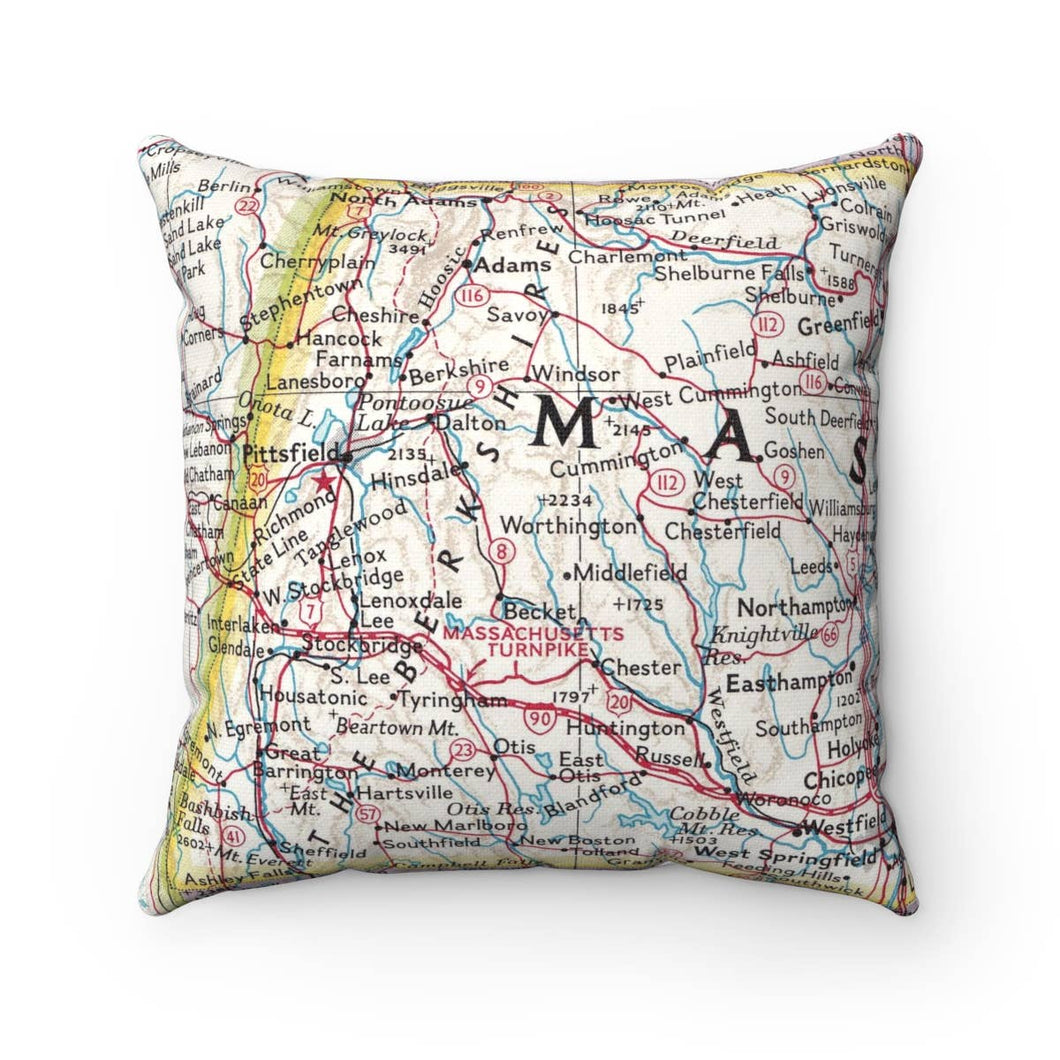 The Berkshires Massachusetts Map Pillow