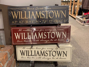 Black Williamstown Coordinates Painted Sign