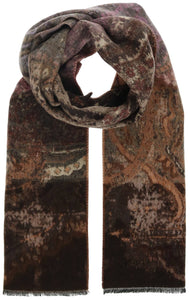 Distressed Paisley Recycled Cotton Cashmink Scarf: Chocolate
