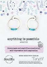 Load image into Gallery viewer, Apatite Gold Hoop Earrings for Anything is Possible - GHOP06