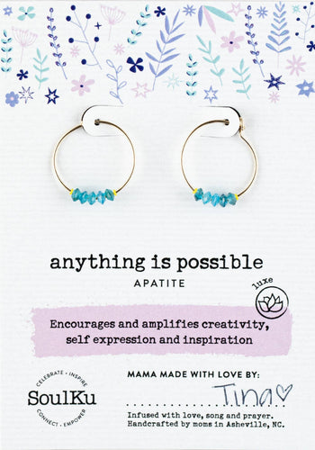 Apatite Gold Hoop Earrings for Anything is Possible - GHOP06