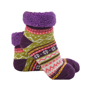 Cozy purple footie brights slipper socks