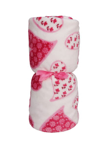 Pink Hearts Single Layer Blanket