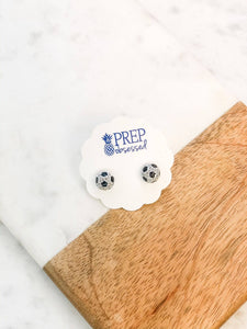 Soccer Petite Pave Sports Ball Stud Earrings
