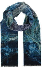 Load image into Gallery viewer, Distressed Paisley Recycled Cotton Cashmink Scarf: Navy