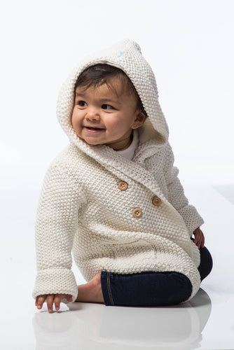 CROCHET KNIT HOODIE - IVORY