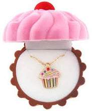 Load image into Gallery viewer, Cupcake necklace in Cupcake felted box