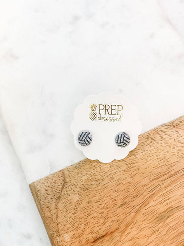 Volleyball Petite Pave Sports Ball Stud Earrings