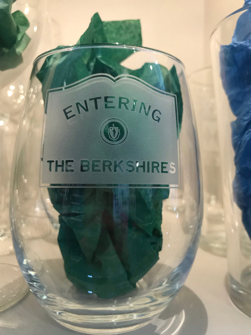 Stemless wine glass Entering the Berkshires set of 4