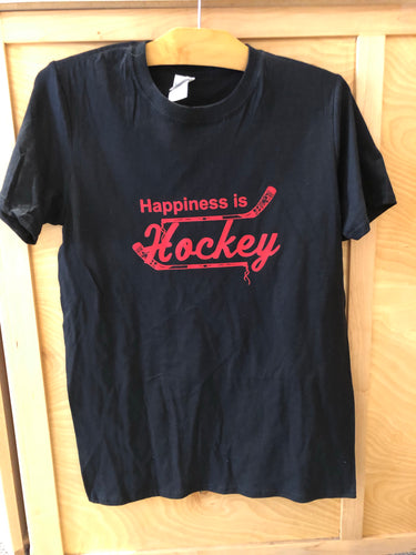 Happiness is Hockey Black T shirt