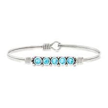 Load image into Gallery viewer, March Birthstone Bangle Bracelet