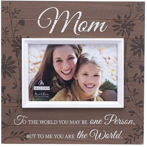 Malden International Designs Sun Washed Words Mom Walnut Distressed Picture Frame, 4x6, Walnut