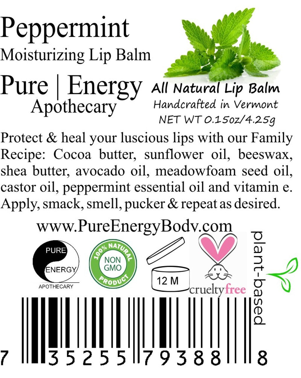 Pure Energy Apothecary Peppermint Lip Balm