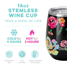 Load image into Gallery viewer, Fleur Noir Stemless Wine Cup (14oz)