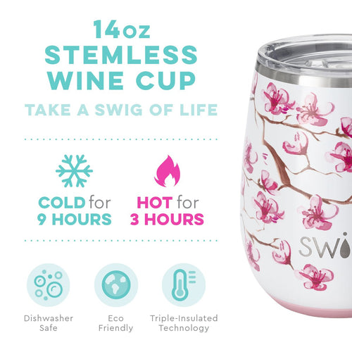 Cherry Blossom Stemless Wine Cup (14oz)